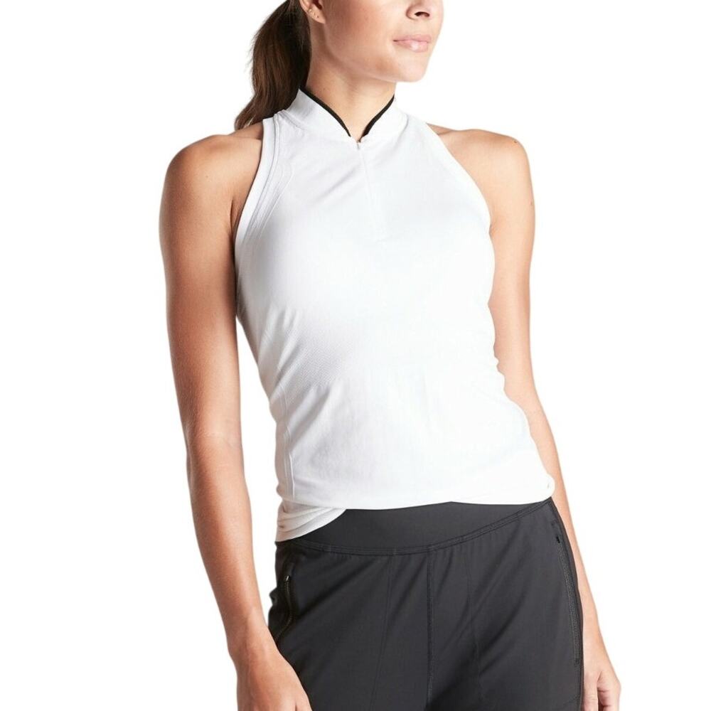 Athleta Momentum Polo Tank Top Bright White Women's Size Large New With Tags